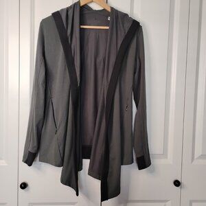 Adidas Women's Dark Grey Black Climalite Wrap Me Up Open-Front Hoodie Size S